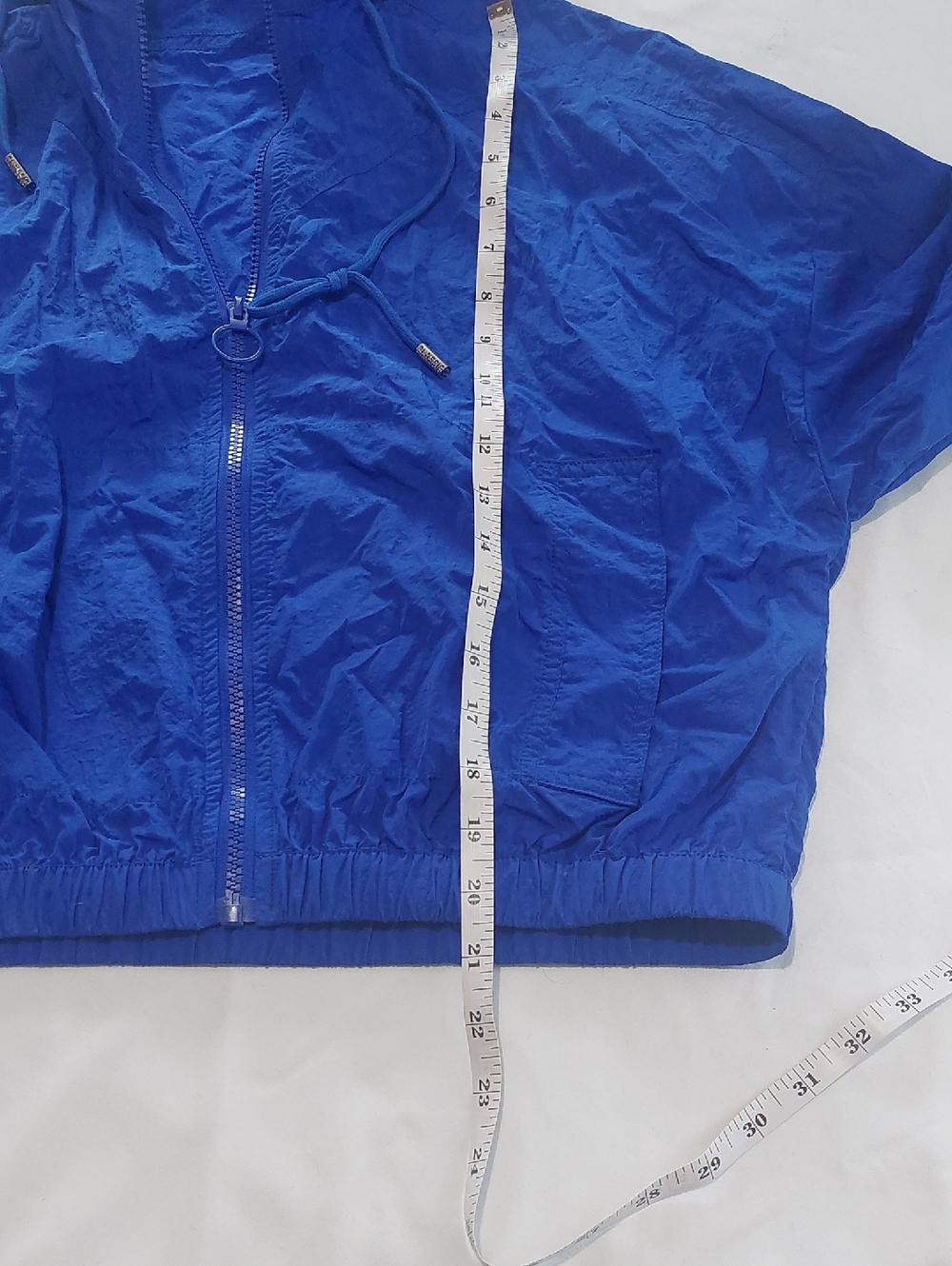 C'EST TOI  Cropped Windbreaker Hoodie .Size SMALL Royal Blue - Picture 7 of 10